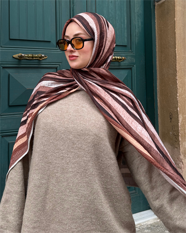 Soft Pembe Kanyon Desenli Müslin Şal