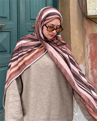 Soft Pembe Kanyon Desenli Müslin Şal