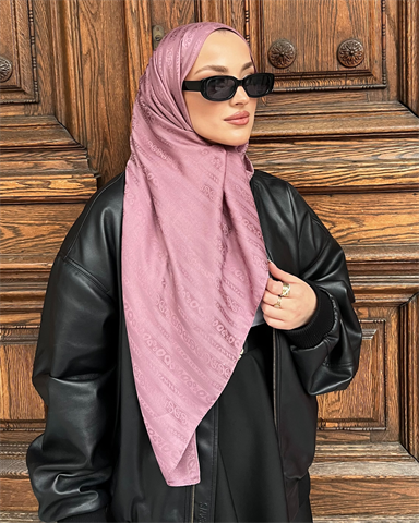 Soft Pembe Şerit Desen Jakar Şal