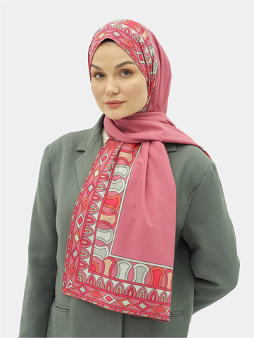 Soft Pembe Siena Desen Pamuk Vual Şal