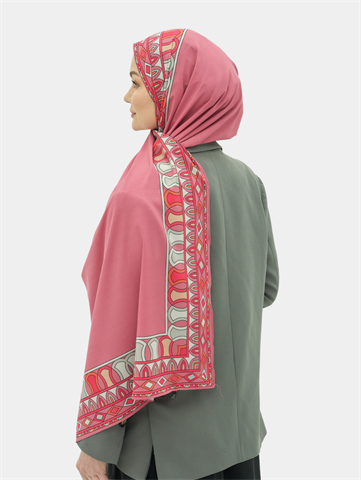 Soft Pembe Siena Desen Pamuk Vual Şal