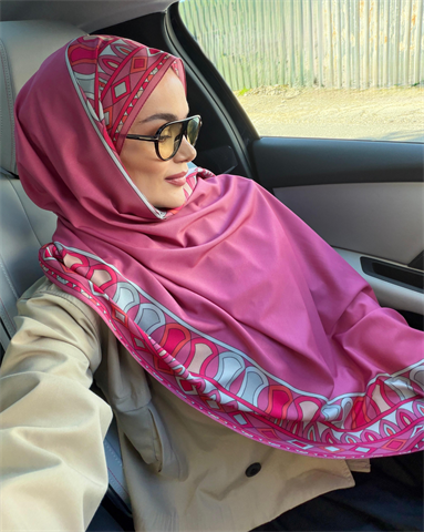Soft Pembe Siena Desen Pamuk Vual Şal