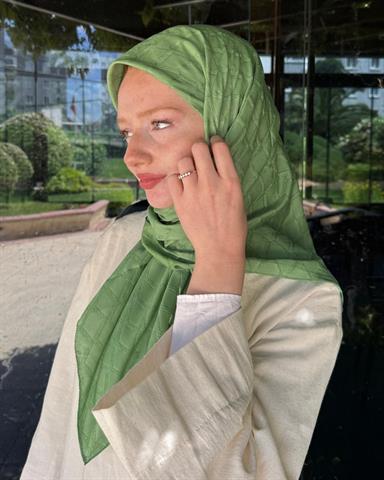 Su Yeşili Baklava Lyocell Bambu Jakar Eşarp
