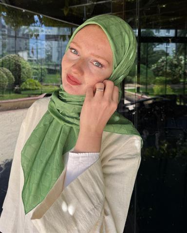 Su Yeşili Baklava Lyocell Bambu Jakar Eşarp