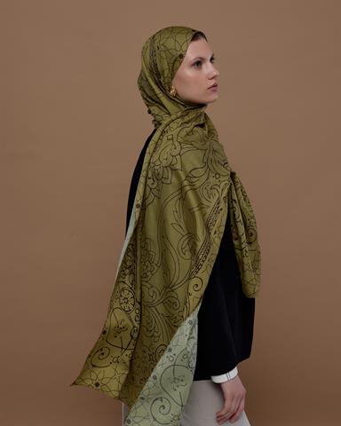 S-EFSUNLU-42 Susam Işıltısı & Kavrulmuş Kahve Efsunlu Desen Şal