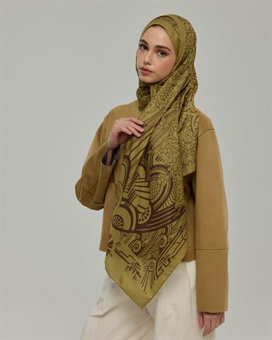 S-HAREM-42 Susam Işıltısı & Kavrulmuş Kahve Harem Rüyası Desen Şal