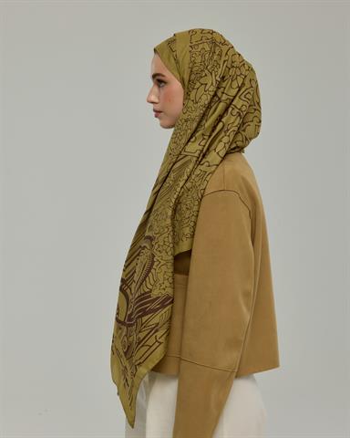 S-HAREM-42 Susam Işıltısı & Kavrulmuş Kahve Harem Rüyası Desen Şal