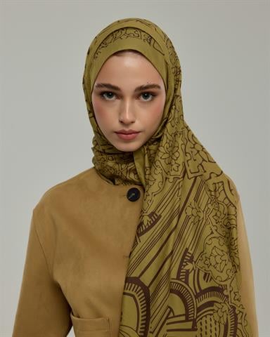 S-HAREM-42 Susam Işıltısı & Kavrulmuş Kahve Harem Rüyası Desen Şal