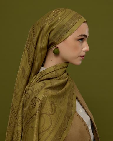 SV-HURREM-42 Susam Işıltısı & Kavrulmuş Kahve Hürrem Desen  Şal