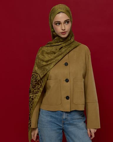 S-SARAYLI-42 Susam Işıltısı & Kavrulmuş Kahve Saraylı Desen Şal