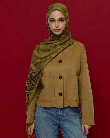 S-SARAYLI-42 Susam Işıltısı & Kavrulmuş Kahve Saraylı Desen Şal