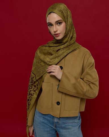 S-SARAYLI-42 Susam Işıltısı & Kavrulmuş Kahve Saraylı Desen Şal