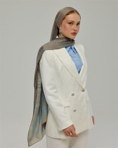 S-HAREM-52 Tarçın Dumanı & Çakıl Mavisi Harem Rüyası Desen Şal