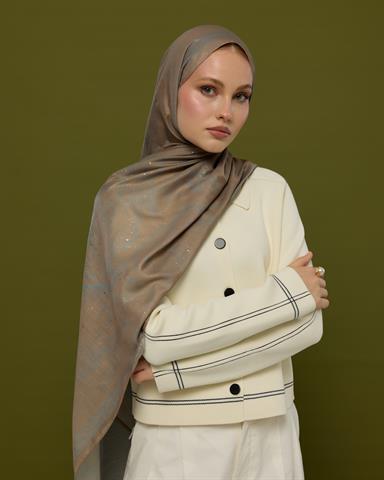 SV-HURREM-52 Tarçın Dumanı & Çakıl Mavisi Hürrem Desen  Şal