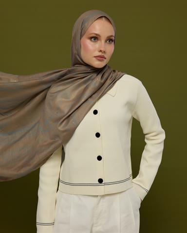 SV-HURREM-52 Tarçın Dumanı & Çakıl Mavisi Hürrem Desen  Şal