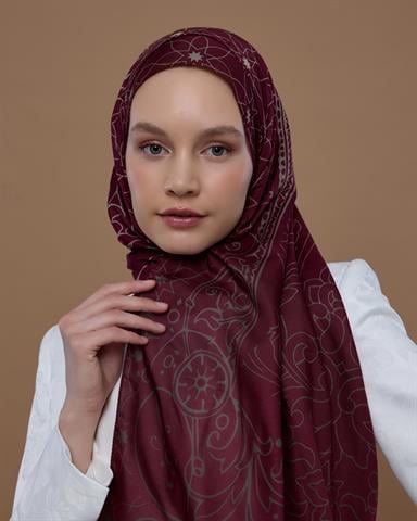 S-EFSUNLU-11 Tarçın Kabuk & İnci Taşı Efsunlu Desen Şal