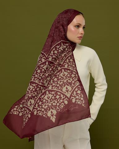S-SARAYLI-11 Tarçın Kabuk & İnci Taşı Saraylı Desen Şal