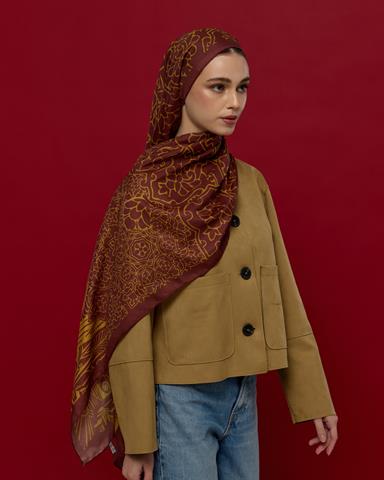 S-HAREM-31 Tarçın Rüzgarı & Saf Altın Harem Rüyası Desen Şal