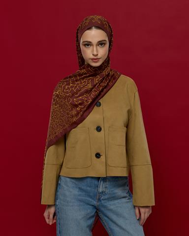 S-HAREM-31 Tarçın Rüzgarı & Saf Altın Harem Rüyası Desen Şal