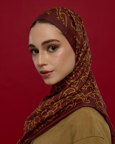 S-HAREM-31 Tarçın Rüzgarı & Saf Altın Harem Rüyası Desen Şal