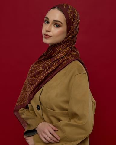 S-HAREM-31 Tarçın Rüzgarı & Saf Altın Harem Rüyası Desen Şal