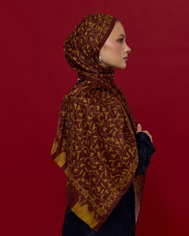 S-LALE-31 Tarçın Rüzgarı & Saf Altın Lale Bahçesi Desen Şal