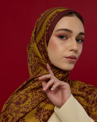 S-SULTANİ-31 Tarçın Rüzgarı & Saf Altın Sultani Desen Şal