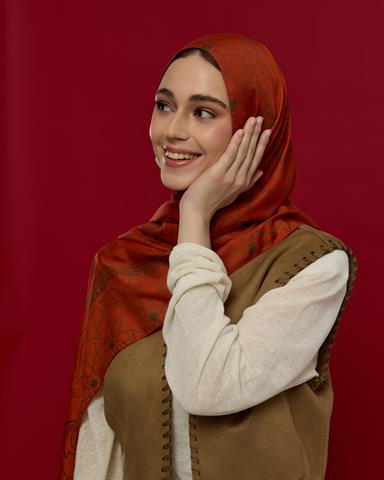 S-EFSUNLU-18 Tarçin & Zeytin Kabuğu Efsunlu Desen Şal