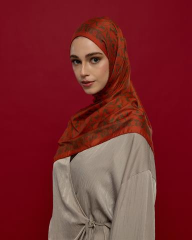 S-LALE-18 Tarçin & Zeytin Kabuğu Lale Bahçesi Desen Şal