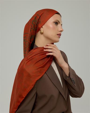 S-SARAYLI-18 Tarçin & Zeytin Kabuğu Saraylı Desen Şal