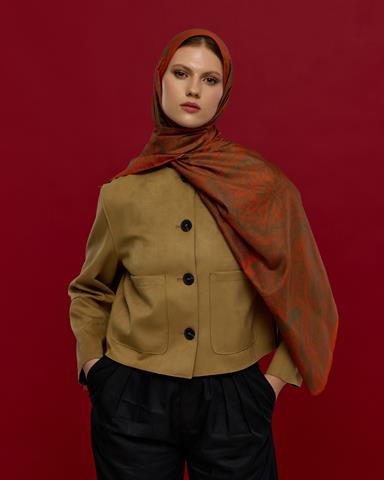 S-SULTANİ-18 Tarçin & Zeytin Kabuğu Sultani Desen Şal