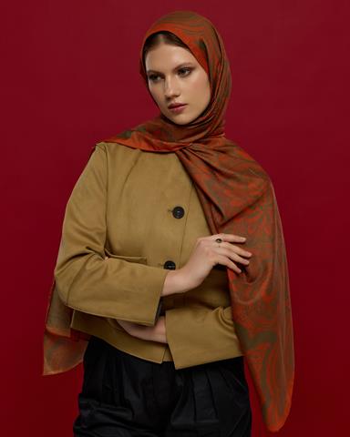 S-SULTANİ-18 Tarçin & Zeytin Kabuğu Sultani Desen Şal