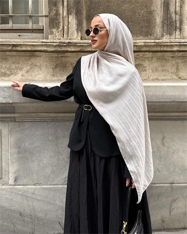 Taş Şerit Desen Jakar Şal