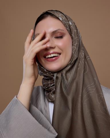 S-EFSUNLU-15 Toprak & Krem Fısıltı Efsunlu Desen Şal