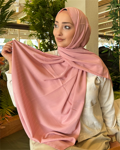 Toz Pembe Minima Desen Kore Medine İpeği Şal