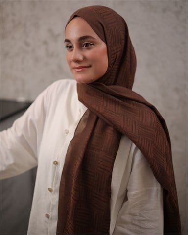 Tozlu Kahve Imannoor Ritim Desen Pamuk Jakar Şal