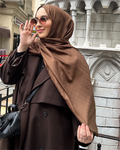 Tozlu Kahve Luxe Desen Jakar Şal