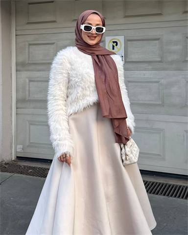 Tozlu Kahve Şerit Desen Jakar Şal