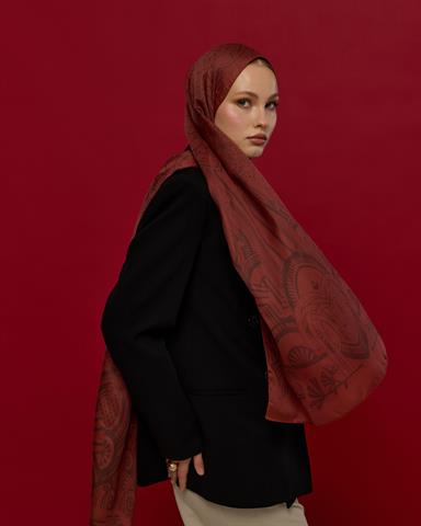 S-HAREM-14 Tuzlu Karamel & Kestane Kabuğu Harem Rüyası Desen Şal