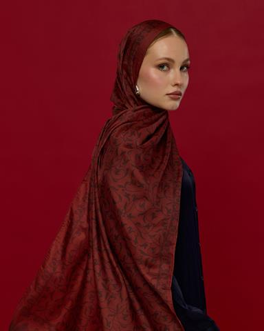 S-LALE-14 Tuzlu Karamel & Kestane Kabuğu Lale Bahçesi Desen Şal