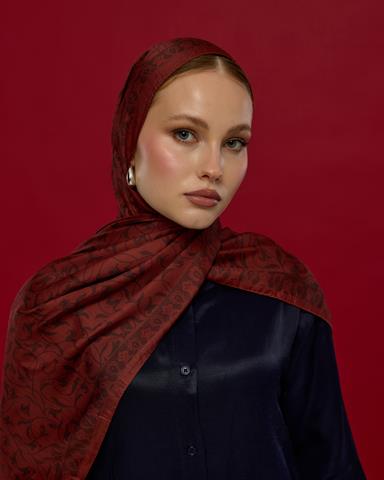 S-LALE-14 Tuzlu Karamel & Kestane Kabuğu Lale Bahçesi Desen Şal