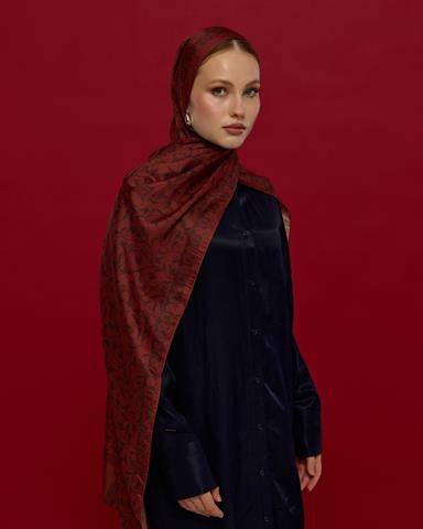 S-LALE-14 Tuzlu Karamel & Kestane Kabuğu Lale Bahçesi Desen Şal