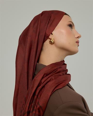 S-SARAYLI-14 Tuzlu Karamel & Kestane Kabuğu Saraylı Desen Şal