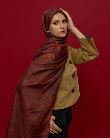 S-SULTANİ-14 Tuzlu Karamel & Kestane Kabuğu Sultani Desen Şal