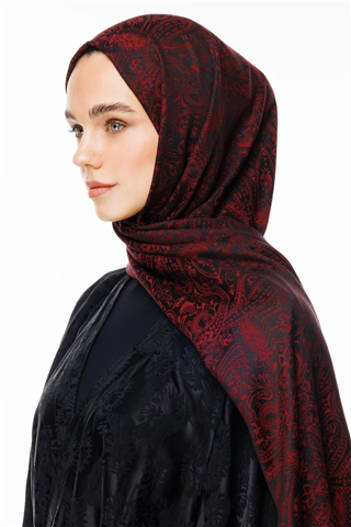 Siyah-Bordo Velora Desen Çift Taraflı Şal