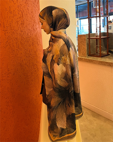 Vizon Floral Desenli Müslin Şal