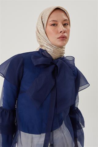 Vizon Kazayağı Desen Parlak Jakar Eşarp