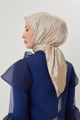 Vizon Kazayağı Desen Parlak Jakar Eşarp