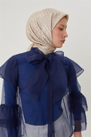 Vizon Kazayağı Desen Parlak Jakar Eşarp