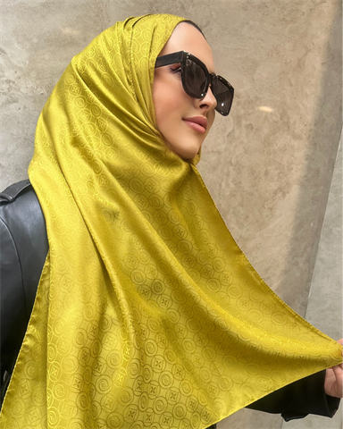 Yağ Yeşili Luxe Desen Jakar Şal
